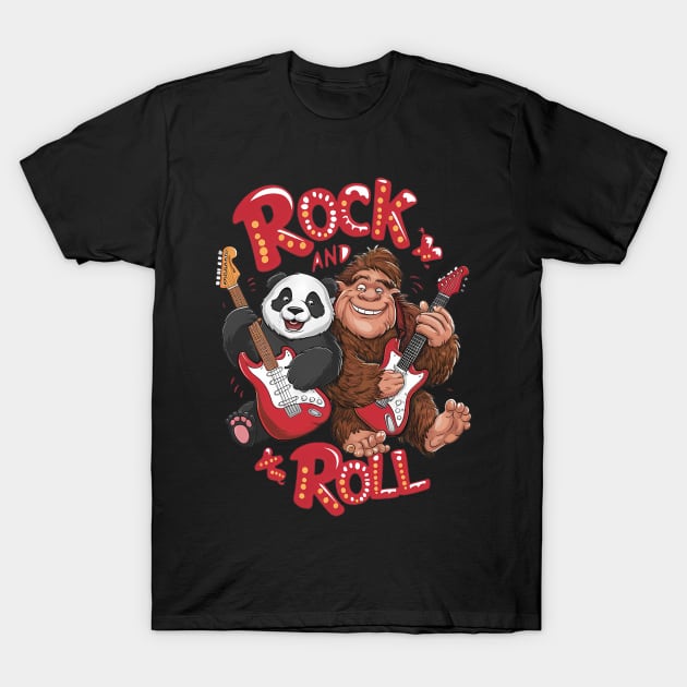Melodic Harmony:  Bigfoot and Panda Bear T-Shirt by coollooks